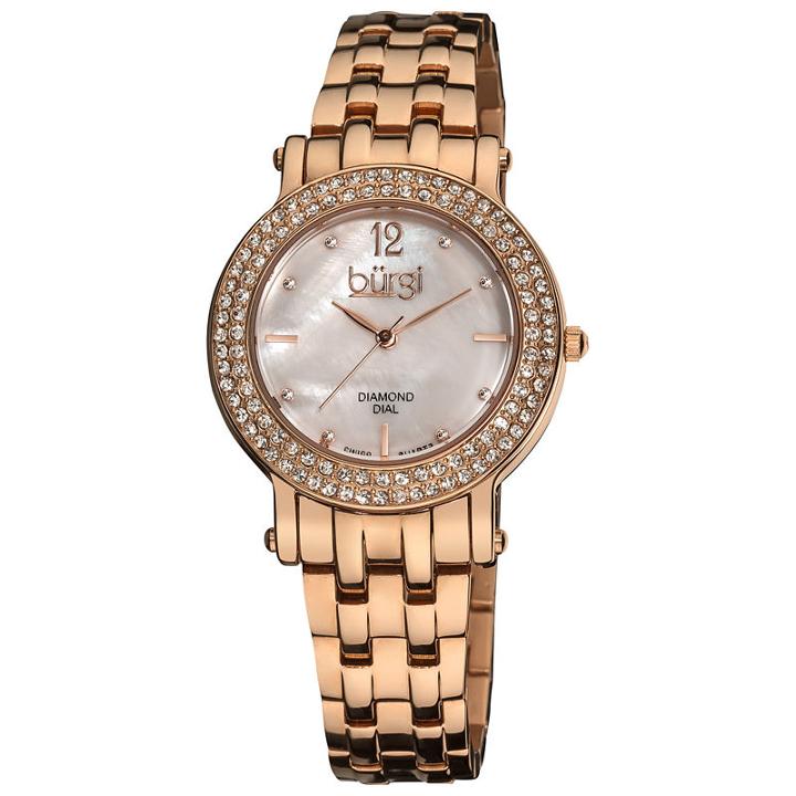 Burgi Womens Rose Goldtone Strap Watch-b-079rg