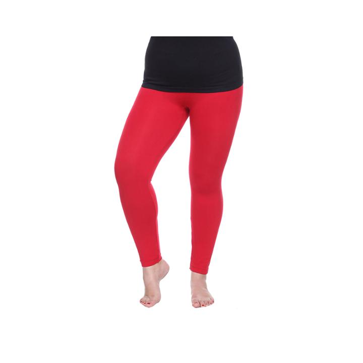 White Mark Super Stretch Solid Knit Leggings-plus