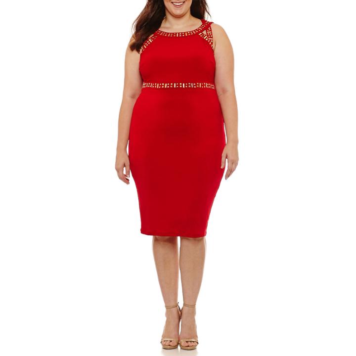 Melrose Sleeveless Embellished Sheath Dress-plus