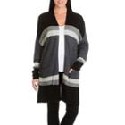 Larry Levine Long Sleeve Drop Shoulder Stripe Cardigan