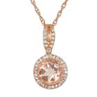 Womens Simulated Pink Morganite 14k Gold Over Silver Pendant Necklace