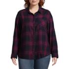 Arizona Loose Fit Long Sleeve Button-front Shirt-juniors Plus