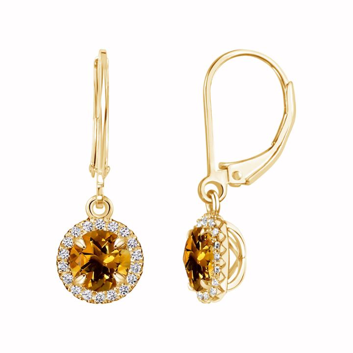 Yellow Citrine Gold Over Silver Drop Earrings