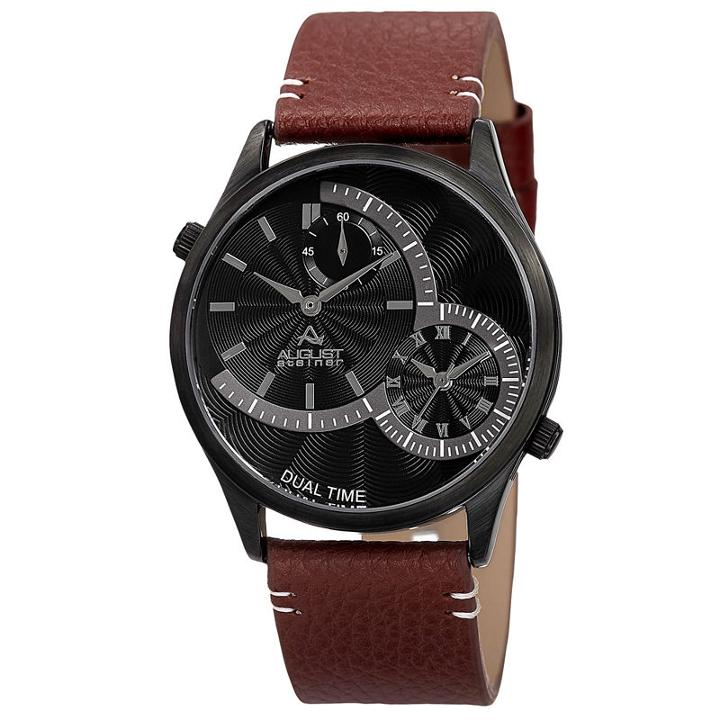 August Steiner Mens Brown Strap Watch-as-8167bkbr
