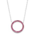 Simulated Ruby Circle Sterling Silver Necklace