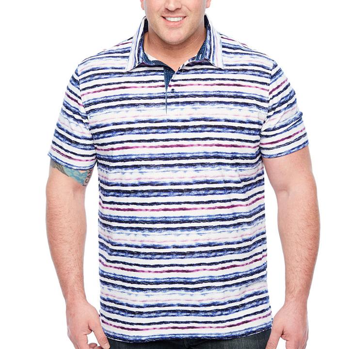 Society Of Threads Short Sleeve Stripe Pique Polo Shirt Big And Tall