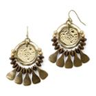 Aris By Treska Brown And Gold-tone Embellished Hoop Earrings