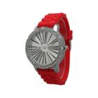 Olivia Pratt Womens Rhinestone Bezel Roman Numeral Dial Red Silicon Watch 20369red