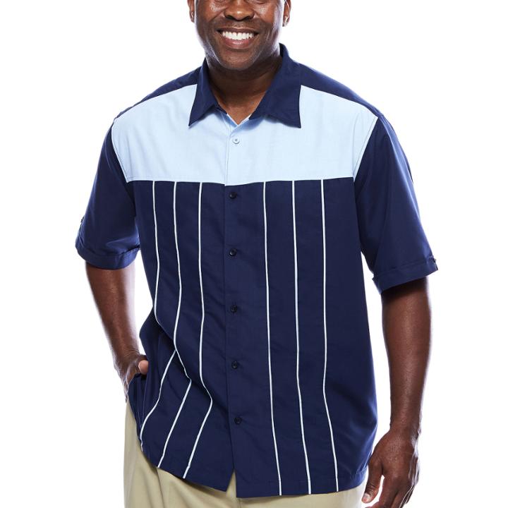 Havanera&trade; Poly Front Piped Yoke Short Sleeve Shirt