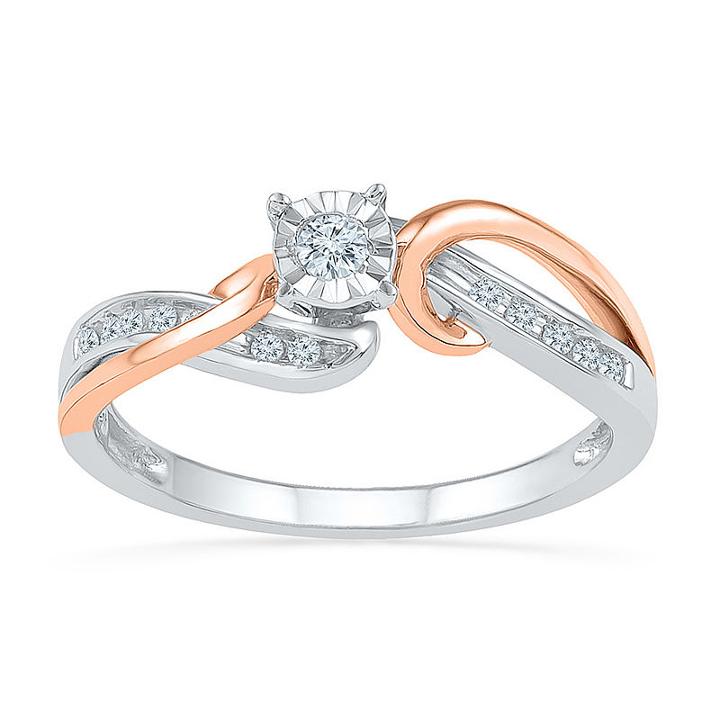 Promise My Love Womens 1/8 Ct. T.w. Genuine Diamond White Round Promise Ring
