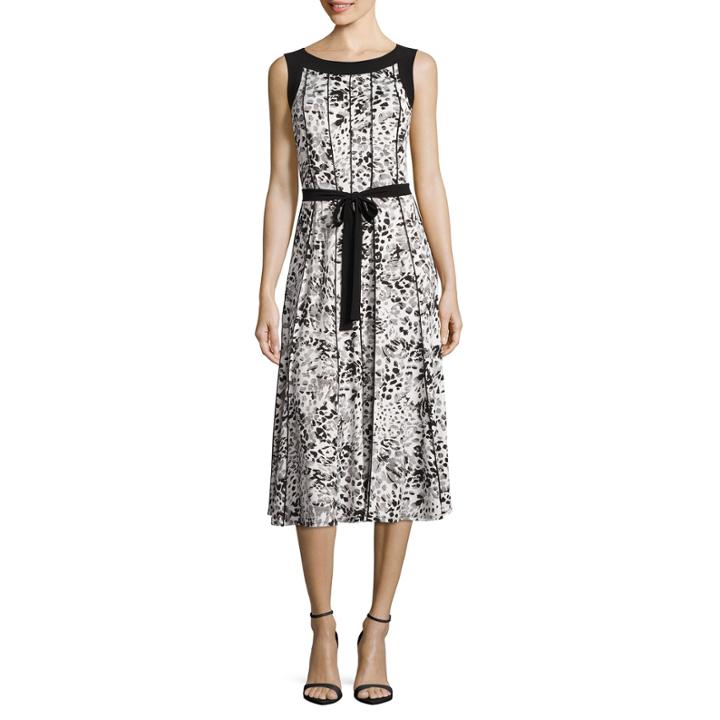 Perceptions Sleeveless Animal Fit & Flare Dress