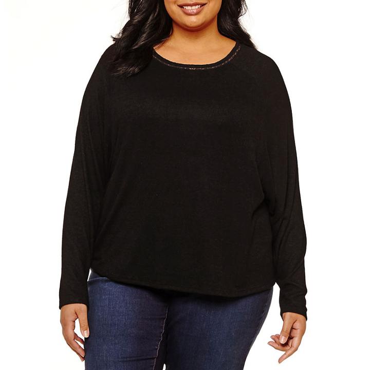 Bold Elements Long Sleeve Round Neck Knit Blouse - Plus