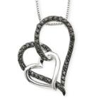1/10 Ct. T.w. Color-enhanced Black Diamond Double Heart Pendant Necklace
