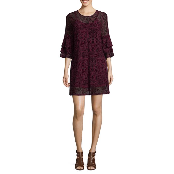 Speechless 3/4 Sleeve Jacquard Shift Dress-juniors