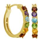 Sparkle Allure Multi Color Multi Stone Gold Over Brass Hoop Earrings