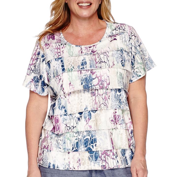 Alfred Dunner Augustine Short-sleeve Tiered Floral Tee