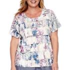 Alfred Dunner Augustine Short-sleeve Tiered Floral Tee