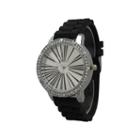 Olivia Pratt Womens Rhinestone Bezel Roman Numeral Dial Black Silicon Watch 20369black