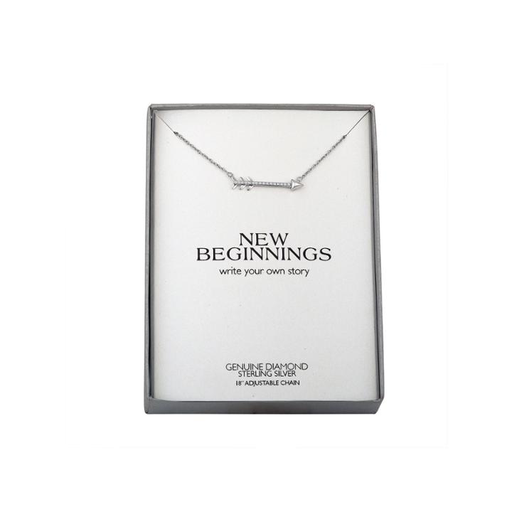 Womens Genuine Diamond Accent Sterling Silver Arrow Pendant Necklace