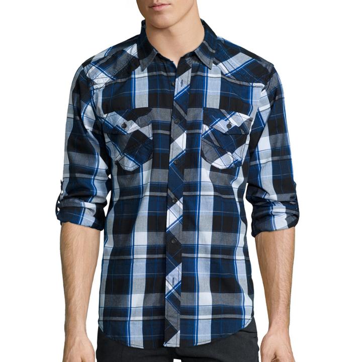 Rerun By Chalc Long-sleeve Plaid Poplin Shirt