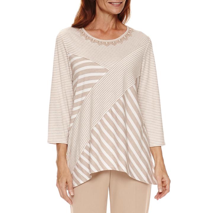 Alfred Dunner Just Peachy 3/4 Sleeve Crew Neck T-shirt