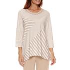 Alfred Dunner Just Peachy 3/4 Sleeve Crew Neck T-shirt