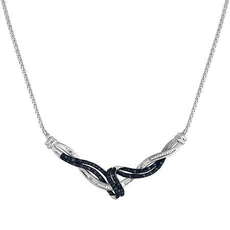 1/3 Ct. T.w. White And Color-enhanced Blue Diamond Swirl Necklace