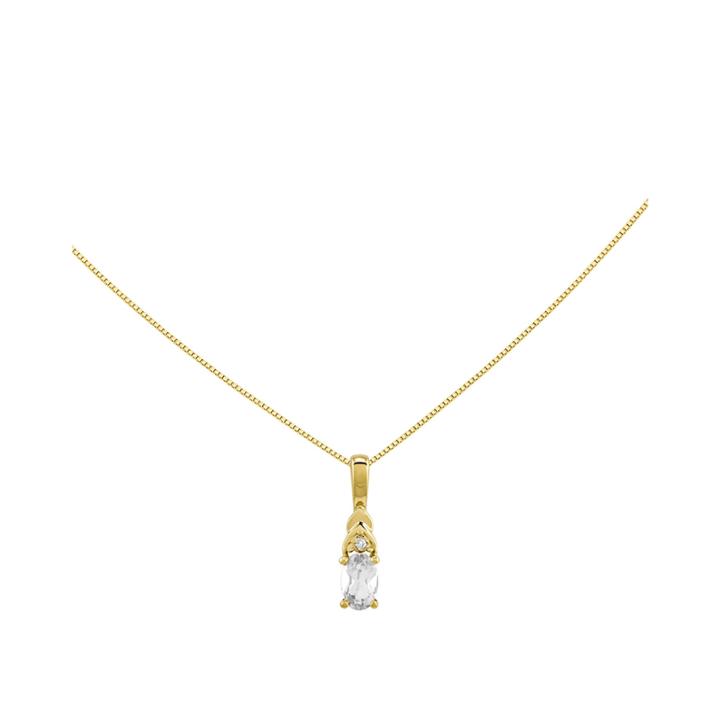 Genuine White Topaz Diamond-accent 14k Yellow Gold Pendant Necklace