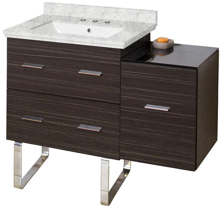 37.75-in. W Floor Mount Dawn Grey Vanity Set For 3h8-in. Drilling Bianca Carara Top White Um Sink