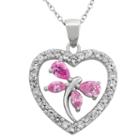 Diamonart Womens 3 1/4 Ct. T.w. Pink Cubic Zirconia Sterling Silver Pendant Necklace