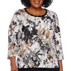 Alfred Dunner 3/4-sleeve Floral Print Top - Plus