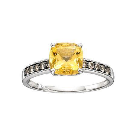 Lab-created Citrine & Smoky Quartz Ring