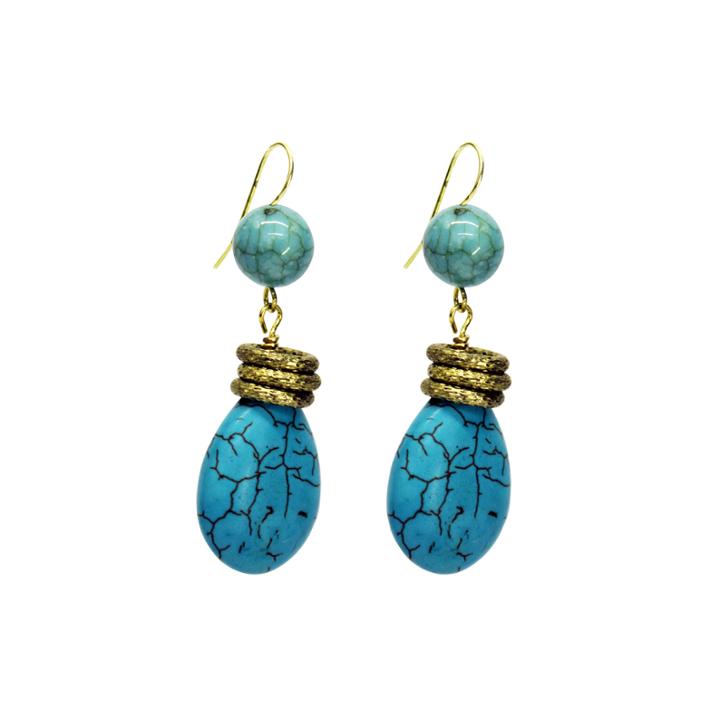 Aris By Treska Blue And Gold-tone Drop Earrings