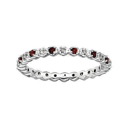 Personally Stackable Genuine Garnet & Diamond-accent Eternity Ring