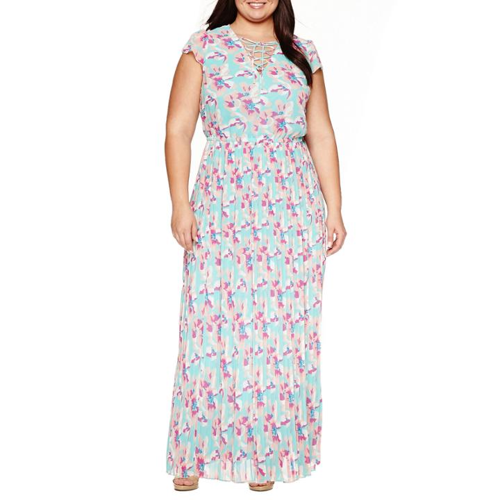 Ashley Nell Tipton For Boutique + Sleeveless Laceup Maxi Dress-plus