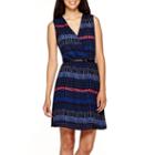 Dqt Collections Sleeveless Surplice Fit-and-flare Dress - Petite