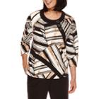 Alfred Dunner Madison Park 3/4-sleeve Patch-print Top