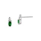 Genuine Emerald And Diamond-accent 14k White Gold Earrings