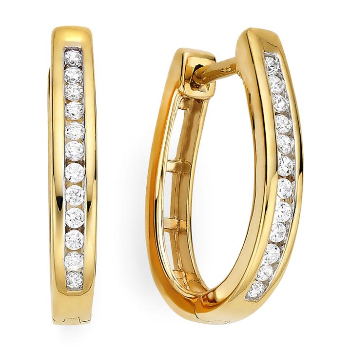 1/4 Ct. T.w. 14k Yellow Gold Over Silver Diamond Hoop Earrings