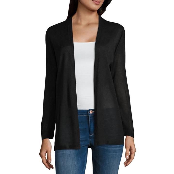 Liz Claiborne 3/4 Sleeve Essential Cardigan - Tall