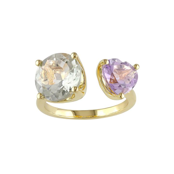 Gemstone Yellow Gold Over Silver Open Ring