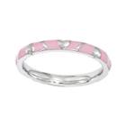 Personally Stackable Pink Enamel Heart Sterling Silver Ring