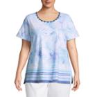 Lark Lane Must Haves Embellished Watercolor Palm Top- Plus