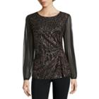 Blu Sage Long Sleeve Round Neck Jersey Blouse