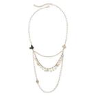 Aris By Treska Simulated Pearl Gold-tone Long Rosary Necklace
