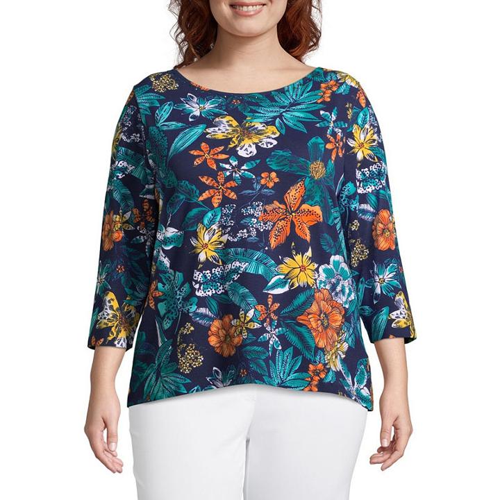 Lark Lane Must Have Tropic Floral Print Blouse - Plus