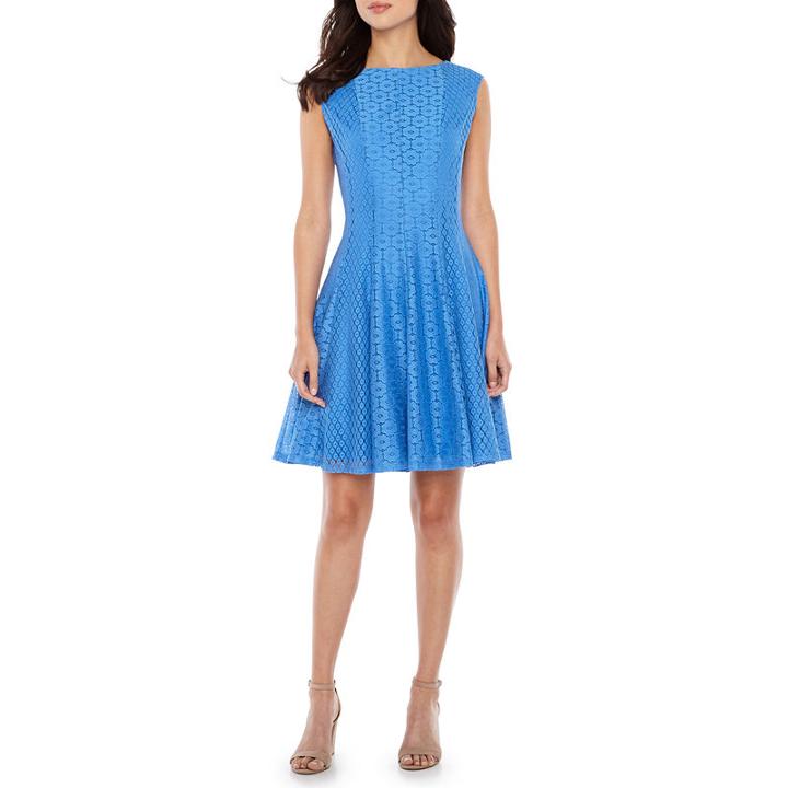 Danny & Nicole Sleeveless Lace Circles Fit & Flare Dress