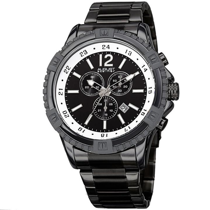 August Steiner Mens Black Strap Watch-as-8229bk