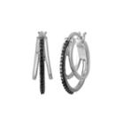 Limited Quanitities! Diamond Accent Black Diamond Accent Sterling Silver Hoop Earrings