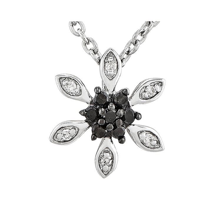 1/10 Ct. T.w. White And Color-enhanced Black Diamond Sterling Silver Snowflake Pendant Necklace